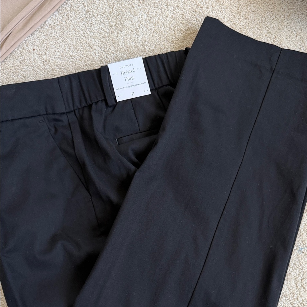 Talbots Elegant Bristol Black  Pant High waisted straight leg ankle length - Picture 3 of 4